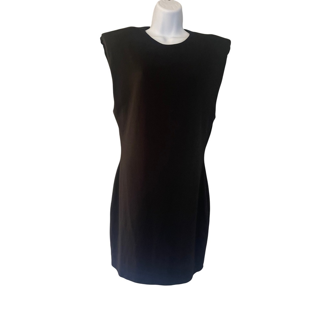 Reformation Black Sleeveless Padded Shoulder Mini Dress Size L‎ New